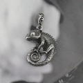 Hip hop vintage silver chameleon lizard pendant necklace with detailed scales - Pendant Only (No Chain)