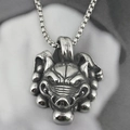 Hip hop vintage titanium steel necklace with detailed wild boar head pendant and box chain - Pendant + Matching Chain