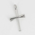Polished silver stainless steel cross pendant made of two baseball bats on white fabric - Pendant Only (Without Chain)