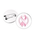 Broche ruban rose contre le cancer du sein, base argentée et cabochon en verre cristal - Silhouette de Personnes Style Ruban Rose (XSWX5980-11) / Argent