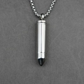 Collier avec pendentif balle en acier titane poli argenté pour homme et chaîne épaisse - Collier avec pendentif / Argent