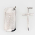 Titanstahl Kreuzkette und Gravur Gebet-Hundemarke Anhänger Set für Herren Schmuck - Nur Anhänger (Ohne Kette)