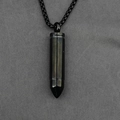 Schwarze Patronen-Halskette aus gebürstetem Titanstahl mit klassischer Box-Kette für Herren - Halskette mit Anhänger / Schwarz