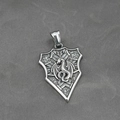Gothische draak schild hanger van vintage roestvrij staal op grijze stoffen basis - Alleen hanger (Zonder ketting)