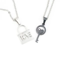 Minimalist silver lock and black key love pendant necklaces set in stainless steel - Lock And Key Pendants (Without Chain) / Black