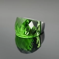 Exaggerated silver ring featuring a large faceted emerald green crystal gemstone - US 6 / Green Zirconia
