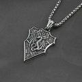Vintage draak schild hanger ketting van zwart titanium staal voor mannen en vrouwen - Hanger + Bijbehorende Ketting