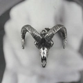 Ciondolo teschio di ariete gotico in acciaio al titanio vintage con simbolo Ankh inciso - Solo Ciondolo (Senza Catena)