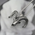 Collana gotica con ciondolo a testa di ariete, simbolo Ankh e catena vintage uomo - Ciondolo + Catena Coordinata