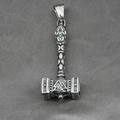 Zilveren Viking Mjölnir hanger met Valknut symbool en Keltische gravure op grijze stof - Alleen hanger (geen ketting)
