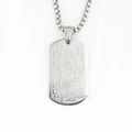 Silver military tag necklace featuring Virgin Mary and Spanish prayer engraving - Silver Tone Pendant And Chain
