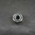 Retro titanium steel mantra barrel bead with gold hollow pattern for necklaces - Pendant Only (Without Chain) (Two-tone Gold)