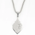 Collana con pendente a scudo satinato in acciaio inossidabile e catena a maglia veneziana - Ciondolo Con Catena Box