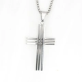 Collar minimalista con colgante de cruz geométrica plateada y cadena veneciana para hombre - Colgante Con Cadena Como Se Muestra