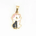 Minimalistischer Katzen-Halskettenanhänger in Gold mit schwarz-weißem Emaille-Kätzchen - Nur Anhänger (Keine Kette)