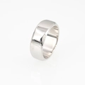Minimalist wide silver stainless steel band ring with polished metallic finish - US 7 / Retro Silver