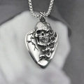 Gothic skull pendant necklace in oxidized steel finish with square venetian chain - Pendant + Matching Chain