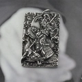 Titanium steel warrior and dragon relief necklace in antique silver finish for men - Pendant Only (No Chain)