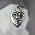 Gothic skull guitar pick pendant in vintage silver stainless steel for punk style - Pendant Only (No Chain)