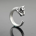 Anello tigre vintage in acciaio inossidabile con fascia regolabile e incisione - US 7 / Argento Antico