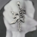 Heren punk hanger van titanium staal met uniek asymmetrisch lava textuur ontwerp - Alleen hanger (Zonder ketting)