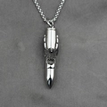 Collier pendentif balle en titane pour homme avec relief d'aigle et chaîne box - Pendentif avec Chaîne / Acier