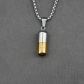 Modern capsule pendant necklace in gold and silver steel with cross and box chain - Gold and Silver Contrast Capsule / Style A Pendant With Chain