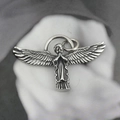 Titanium steel angel pendant necklace with vintage silver finish and detailed wings - Pendant Only (No Chain)