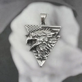 Vintage eagle military tag necklace in titanium steel with a retro star flag design - Pendant Only (Without Chain)