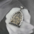 Titanium steel religious necklace with silver hollow frame and golden Buddha pendant - Buddha Pendant Only (Without Chain)