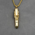 Collier pendentif balle en acier titane doré avec relief d'aigle et chaîne box - Pendentif avec Chaîne / Or