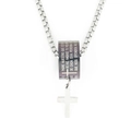 Herenketting van titaniumstaal met zwarte gebedsring en zilveren kruisbedel - Hanger Met Ketting Zoals Afgebeeld