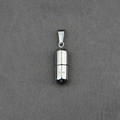 Capsule shaped stainless steel pendant with silver polished finish and cross engraving - Pure Silver Polished Capsule / Style B - Pendant Only (Without Chain)