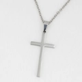Poliertes silbernes Edelstahl Kreuz Anhänger Halskette mit O-Kette für Herren - Anhänger Mit Kette Wie Abgebildet