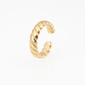 Polished gold twisted cable open ring with adjustable minimalist design for men and women - US 7 / Gold
