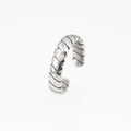 Vintage silver twisted rope titanium steel open ring for men and women - US 7 / Silver