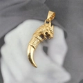 Golden dragon head horn pendant in retro hip hop style on a gray textured background - Gold Dragon Head Pendant Only (Without Chain)