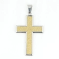 Minimalistische matte kruis hanger van tweekleurig zilver en goud roestvrij staal - Gouden Kleur Hanger Zonder Ketting