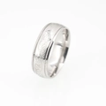 Anello largo da uomo in acciaio inossidabile con motivo a vite vintage e finitura argento - US 7 / Argento