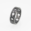 Men's black stainless steel ring with a trendy cuban chain link hollow pattern design - US 7 / Black