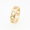Classic gold Cuban link titanium steel ring for men and women on a white background - US 7 / Gold