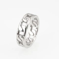 Polished silver stainless steel ring with a unique cuban chain link hollow pattern - US 7 / Silver