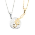 Polished music note couple necklaces with silver disc and gold treble clef engraving - Gold Pendant with Chain as Shown