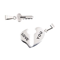 Polished stainless steel couple necklace set with heart lock and key pendants - Steel Pair Pendant Only (Without Chain)