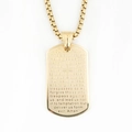 Golden titanium steel dog tag necklace with engraved Lord's Prayer and cross pendant - Gold English Prayer Type A - Pendant With Box Chain