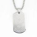 Sleek stainless steel Lord's Prayer cross tag necklace with classic bead chain - Silver English Prayer - Pendant With Bead Chain