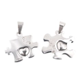 Set di collane puzzle a cuore per coppie in acciaio inossidabile con scritta Just For You - Coppia di Ciondoli Colore Acciaio Solo (Senza Catena)