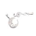Couples stainless steel music note necklaces with I love you engraving and crystals - Silver Pendant Only (Without Chain)