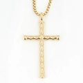 Collar con colgante de cruz dorada y cadena veneciana texturizada para hombre y mujer - Colgante de oro con cadena como se muestra