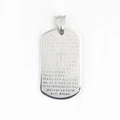 Silver stainless steel military tag necklace with engraved Lord's Prayer and cross - Silver English Prayer - Pendant Only (Without Chain)